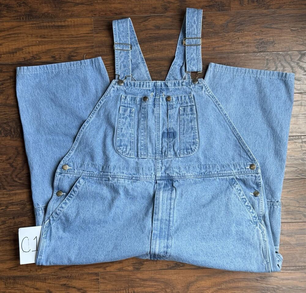 Big Smith Mens Blue Denim Overalls Size 48x23 Cropped Made in Russia Workwear